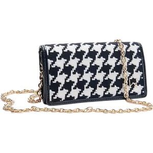 House Of Want Black White Houndstooth Gold Hardware Crossbody Wallet NWT Purse
